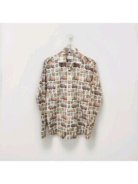 Eton Dress Shirt Mens 15.5 - 39 Slim Colorful Trucks Print Twill Button Up